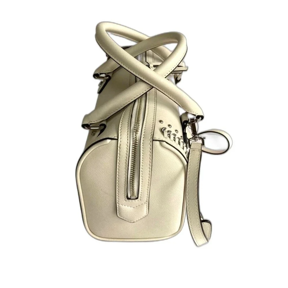 CALVIN KLEIN Leather Embroidered Satchel Hand Bag Purse